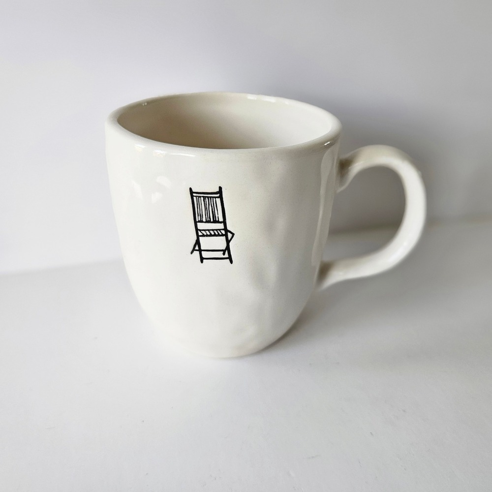 Rae Dunn by Magenta BISTRO CHAIR Ceramic Coffee Mug CUP - Off White Collectable